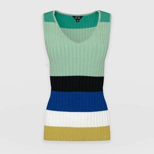 Saint + Sofia Maar Vest Top-Green Multi Size Small